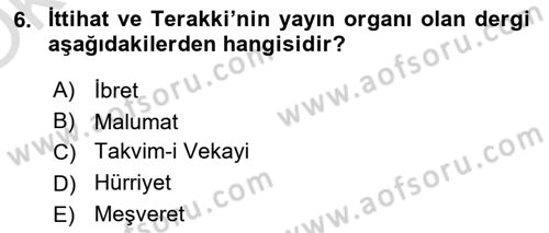 Yeni Türk Edebiyatına Giriş 2 Dersi 2022 - 2023 Yılı Yaz Okulu Sınav Soruları 6. Soru
