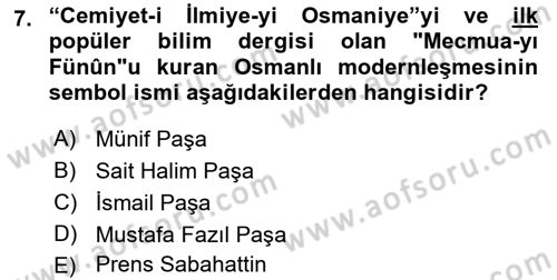 Yeni Türk Edebiyatına Giriş 2 Dersi 2022 - 2023 Yılı Yaz Okulu Sınav Soruları 7. Soru