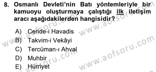 Yeni Türk Edebiyatına Giriş 2 Dersi 2022 - 2023 Yılı Yaz Okulu Sınav Soruları 8. Soru