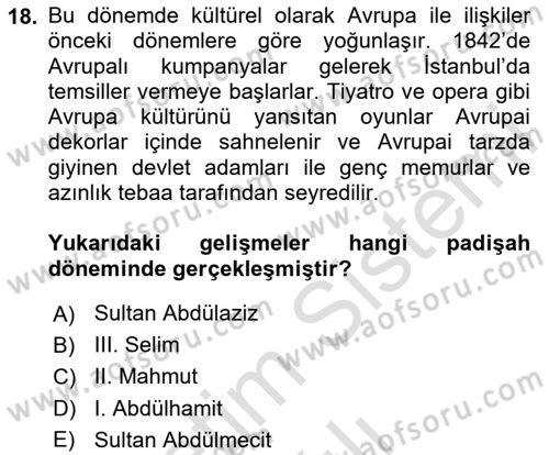 Yeni Türk Edebiyatına Giriş 2 Dersi 2023 - 2024 Yılı (Vize) Ara Sınav Soruları 18. Soru