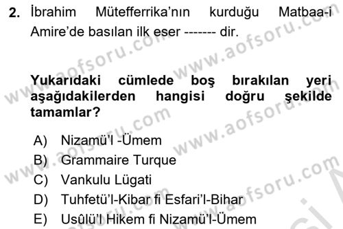 Yeni Türk Edebiyatına Giriş 2 Dersi 2023 - 2024 Yılı (Vize) Ara Sınav Soruları 2. Soru