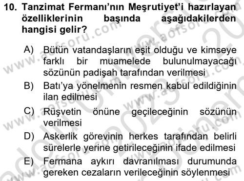 Yeni Türk Edebiyatına Giriş 2 Dersi 2023 - 2024 Yılı (Final) Dönem Sonu Sınav Soruları 10. Soru