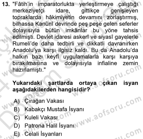 Yeni Türk Edebiyatına Giriş 2 Dersi 2023 - 2024 Yılı (Final) Dönem Sonu Sınav Soruları 13. Soru