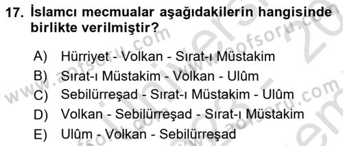 Yeni Türk Edebiyatına Giriş 2 Dersi 2023 - 2024 Yılı (Final) Dönem Sonu Sınav Soruları 17. Soru