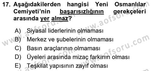 Yeni Türk Edebiyatına Giriş 2 Dersi 2023 - 2024 Yılı Yaz Okulu Sınav Soruları 17. Soru
