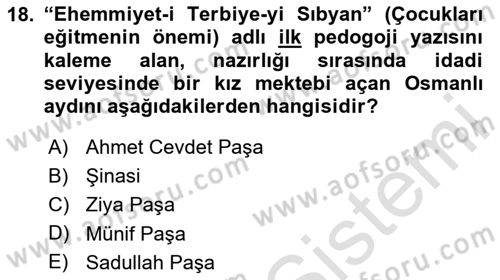 Yeni Türk Edebiyatına Giriş 2 Dersi 2023 - 2024 Yılı Yaz Okulu Sınav Soruları 18. Soru