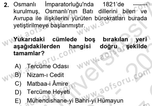 Yeni Türk Edebiyatına Giriş 2 Dersi 2023 - 2024 Yılı Yaz Okulu Sınav Soruları 2. Soru