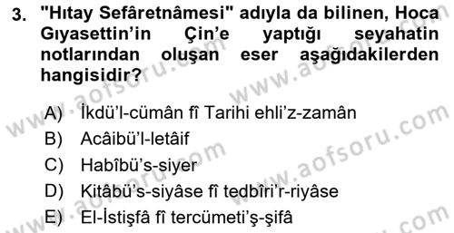 Yeni Türk Edebiyatına Giriş 2 Dersi 2023 - 2024 Yılı Yaz Okulu Sınav Soruları 3. Soru