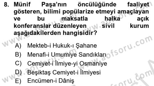 Yeni Türk Edebiyatına Giriş 2 Dersi 2023 - 2024 Yılı Yaz Okulu Sınav Soruları 8. Soru