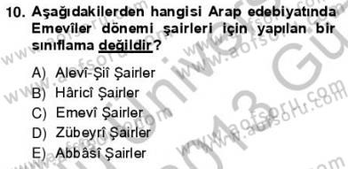 VIII-XIII. Yüzyıllar Türk Edebiyatı Dersi 2012 - 2013 Yılı (Vize) Ara Sınav Soruları 10. Soru