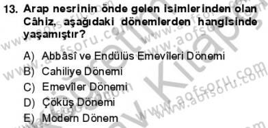 VIII-XIII. Yüzyıllar Türk Edebiyatı Dersi 2012 - 2013 Yılı (Vize) Ara Sınavı 13. Soru