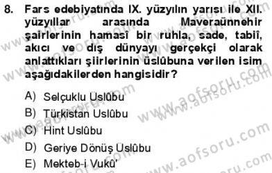 VIII-XIII. Yüzyıllar Türk Edebiyatı Dersi 2012 - 2013 Yılı (Vize) Ara Sınavı 8. Soru