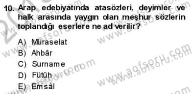 VIII-XIII. Yüzyıllar Türk Edebiyatı Dersi 2013 - 2014 Yılı (Vize) Ara Sınav Soruları 10. Soru