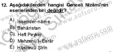 VIII-XIII. Yüzyıllar Türk Edebiyatı Dersi 2013 - 2014 Yılı (Vize) Ara Sınav Soruları 12. Soru