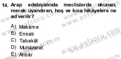 VIII-XIII. Yüzyıllar Türk Edebiyatı Dersi 2013 - 2014 Yılı (Vize) Ara Sınav Soruları 14. Soru