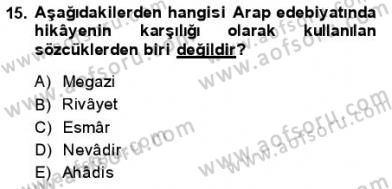 VIII-XIII. Yüzyıllar Türk Edebiyatı Dersi 2013 - 2014 Yılı (Vize) Ara Sınav Soruları 15. Soru