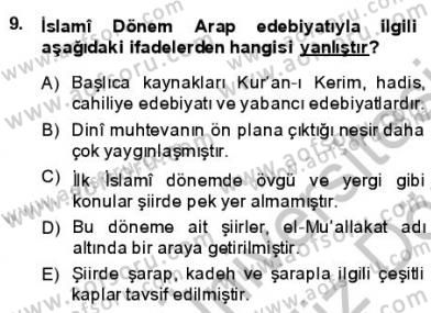 VIII-XIII. Yüzyıllar Türk Edebiyatı Dersi 2013 - 2014 Yılı (Vize) Ara Sınav Soruları 9. Soru
