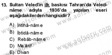 VIII-XIII. Yüzyıllar Türk Edebiyatı Dersi 2013 - 2014 Yılı (Final) Dönem Sonu Sınavı 13. Soru
