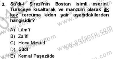 VIII-XIII. Yüzyıllar Türk Edebiyatı Dersi 2013 - 2014 Yılı (Final) Dönem Sonu Sınavı 3. Soru