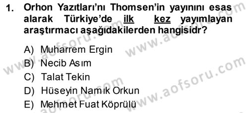 VIII-XIII. Yüzyıllar Türk Edebiyatı Dersi 2014 - 2015 Yılı (Final) Dönem Sonu Sınav Soruları 1. Soru