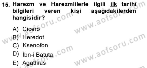 VIII-XIII. Yüzyıllar Türk Edebiyatı Dersi 2014 - 2015 Yılı (Final) Dönem Sonu Sınav Soruları 15. Soru