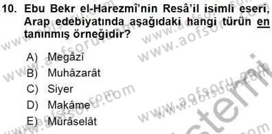 VIII-XIII. Yüzyıllar Türk Edebiyatı Dersi 2015 - 2016 Yılı (Vize) Ara Sınavı 10. Soru