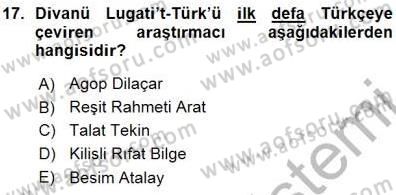 VIII-XIII. Yüzyıllar Türk Edebiyatı Dersi 2015 - 2016 Yılı (Vize) Ara Sınavı 17. Soru