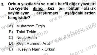 VIII-XIII. Yüzyıllar Türk Edebiyatı Dersi 2015 - 2016 Yılı (Vize) Ara Sınavı 3. Soru