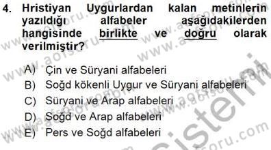 VIII-XIII. Yüzyıllar Türk Edebiyatı Dersi 2015 - 2016 Yılı (Vize) Ara Sınav Soruları 4. Soru