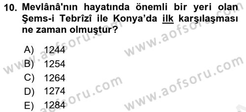 VIII-XIII. Yüzyıllar Türk Edebiyatı Dersi 2016 - 2017 Yılı (Final) Dönem Sonu Sınav Soruları 10. Soru