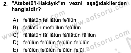 VIII-XIII. Yüzyıllar Türk Edebiyatı Dersi 2017 - 2018 Yılı (Vize) Ara Sınav Soruları 2. Soru