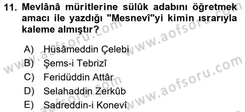 VIII-XIII. Yüzyıllar Türk Edebiyatı Dersi 2018 - 2019 Yılı 3 Ders Sınavı 11. Soru