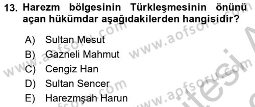 VIII-XIII. Yüzyıllar Türk Edebiyatı Dersi 2018 - 2019 Yılı Yaz Okulu Sınavı 13. Soru