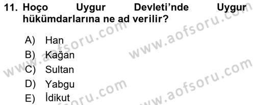 VIII-XIII. Yüzyıllar Türk Edebiyatı Dersi 2019 - 2020 Yılı (Vize) Ara Sınavı 11. Soru