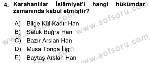 VIII-XIII. Yüzyıllar Türk Edebiyatı Dersi 2019 - 2020 Yılı (Vize) Ara Sınav Soruları 4. Soru