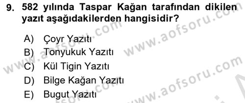 VIII-XIII. Yüzyıllar Türk Edebiyatı Dersi 2019 - 2020 Yılı (Vize) Ara Sınavı 9. Soru