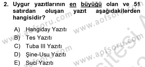 VIII-XIII. Yüzyıllar Türk Edebiyatı Dersi 2020 - 2021 Yılı Yaz Okulu Sınavı 2. Soru