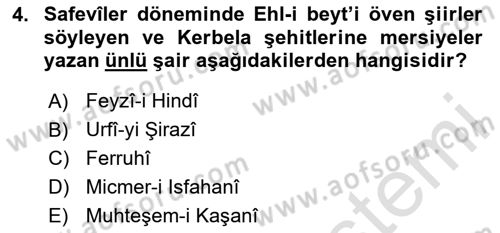 VIII-XIII. Yüzyıllar Türk Edebiyatı Dersi 2020 - 2021 Yılı Yaz Okulu Sınavı 4. Soru