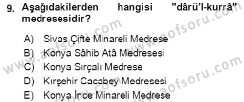 VIII-XIII. Yüzyıllar Türk Edebiyatı Dersi 2022 - 2023 Yılı (Final) Dönem Sonu Sınavı 9. Soru