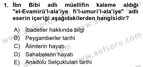 VIII-XIII. Yüzyıllar Türk Edebiyatı Dersi 2023 - 2024 Yılı (Final) Dönem Sonu Sınav Soruları 1. Soru