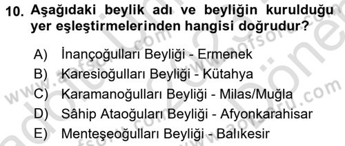 VIII-XIII. Yüzyıllar Türk Edebiyatı Dersi 2023 - 2024 Yılı (Final) Dönem Sonu Sınav Soruları 10. Soru