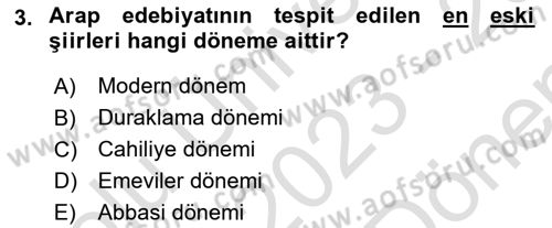 VIII-XIII. Yüzyıllar Türk Edebiyatı Dersi 2023 - 2024 Yılı (Final) Dönem Sonu Sınav Soruları 3. Soru