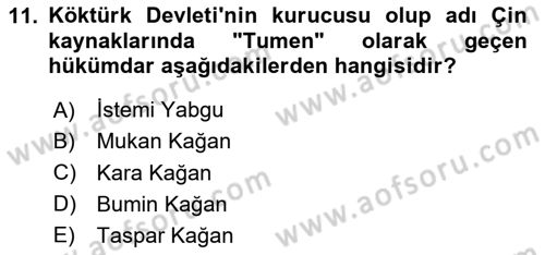 VIII-XIII. Yüzyıllar Türk Edebiyatı Dersi 2024 - 2025 Yılı (Vize) Ara Sınav Soruları 11. Soru