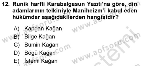 VIII-XIII. Yüzyıllar Türk Edebiyatı Dersi 2024 - 2025 Yılı (Vize) Ara Sınav Soruları 12. Soru