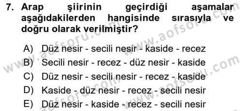 VIII-XIII. Yüzyıllar Türk Edebiyatı Dersi 2024 - 2025 Yılı (Vize) Ara Sınav Soruları 7. Soru