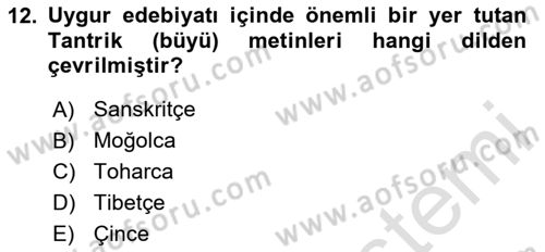 VIII-XIII. Yüzyıllar Türk Edebiyatı Dersi 2024 - 2025 Yılı Yaz Okulu Sınav Soruları 12. Soru