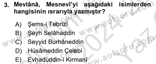 VIII-XIII. Yüzyıllar Türk Edebiyatı Dersi 2024 - 2025 Yılı Yaz Okulu Sınav Soruları 3. Soru