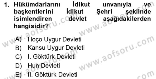 VIII-XIII. Yüzyıllar Türk Edebiyatı Dersi 2025 - 2026 Yılı (Vize) Ara Sınav Soruları 1. Soru