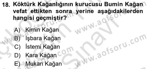 VIII-XIII. Yüzyıllar Türk Edebiyatı Dersi 2025 - 2026 Yılı (Vize) Ara Sınav Soruları 18. Soru