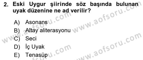 VIII-XIII. Yüzyıllar Türk Edebiyatı Dersi 2025 - 2026 Yılı (Vize) Ara Sınav Soruları 2. Soru